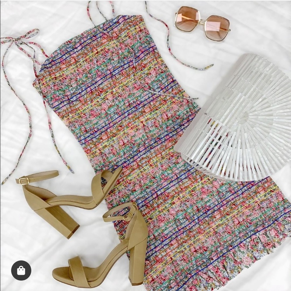 Strappy Colorful Ruched Bodycon Summer Dress